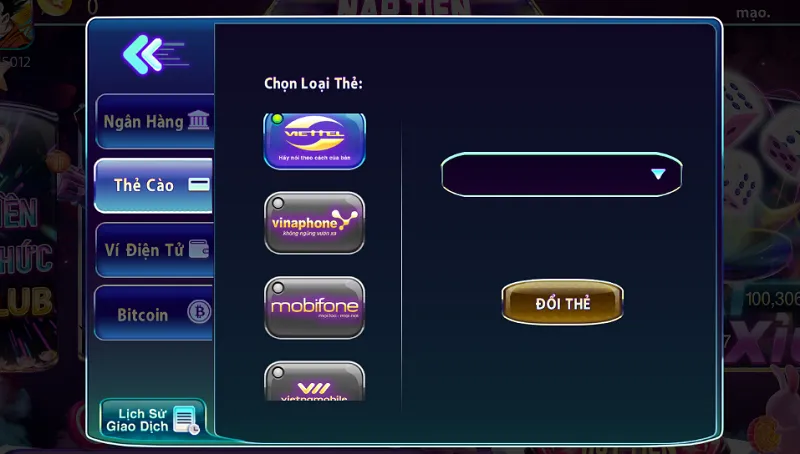 Rút tiền 789Club bằng card Viettel