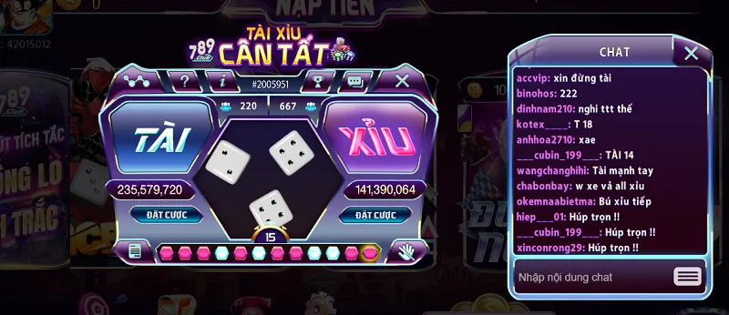 Có 2 cửa đặt cược là Tài và Xỉu